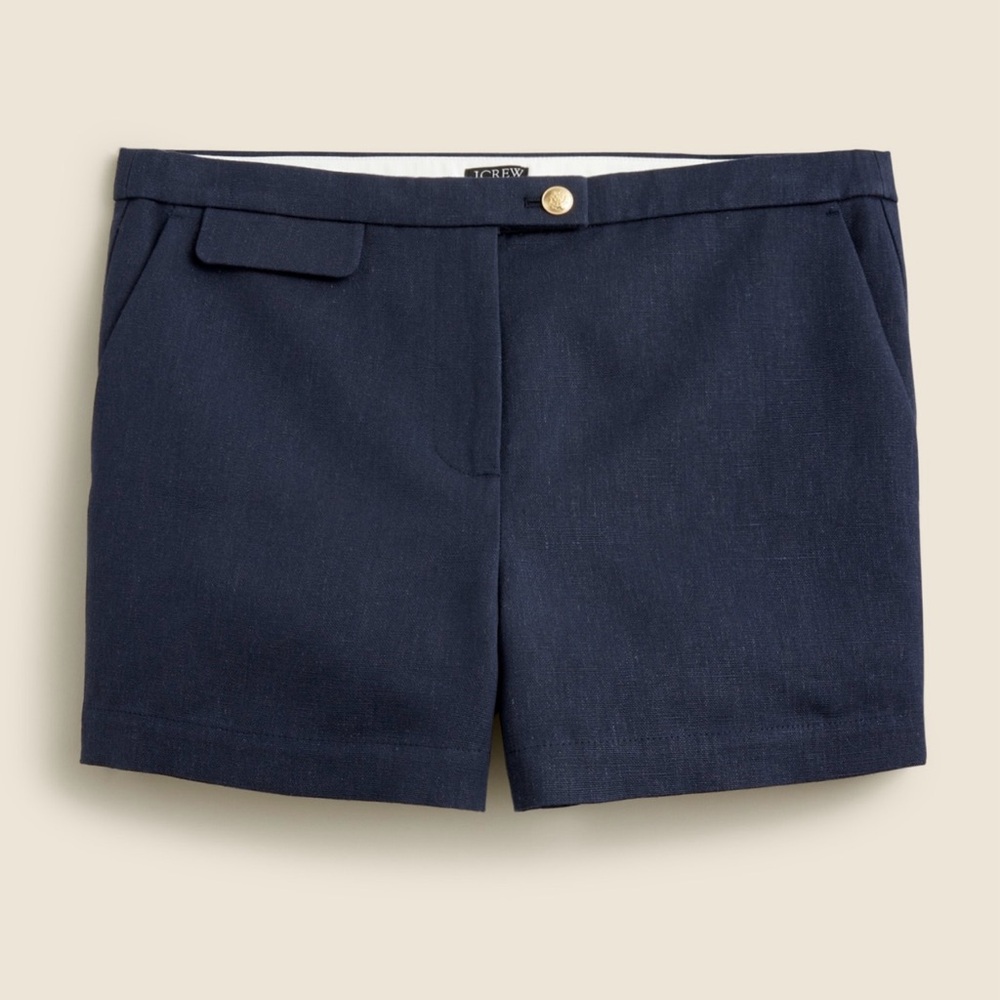 J. Crew 3” suit short in textured linen blend - navy, size 6 NWT